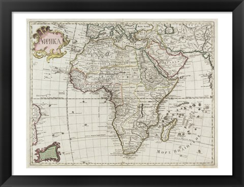 Framed Map of Africa 1745 Print