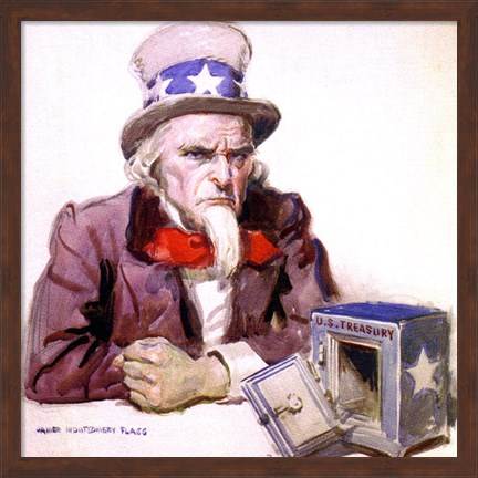 Framed James Montgomery Flagg  -Uncle Sam With Empty Treasury 1920 Print