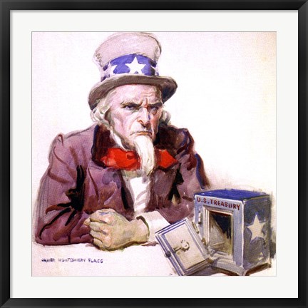 Framed James Montgomery Flagg  -Uncle Sam With Empty Treasury 1920 Print