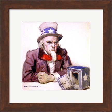 Framed James Montgomery Flagg  -Uncle Sam With Empty Treasury 1920 Print