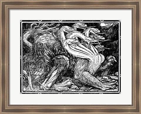 Framed Medieval Dragon I Print