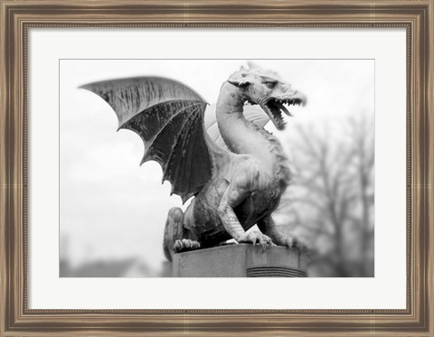 Framed Dragon Statue Print