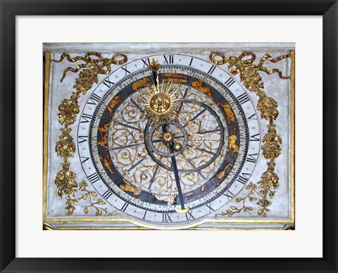 Framed Cathedrale Saint Jean Lyon Astronomical Clock Dial Print