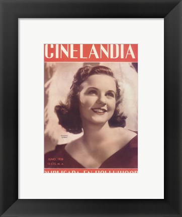 Framed Deanna Durbin CINELANDIA Magazine Print