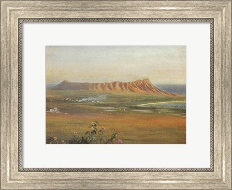 Framed Edward Clifford (1844-1907) - &#39;DiamondHead, Honolulu&#39;, watercolor painting, 1888 Print