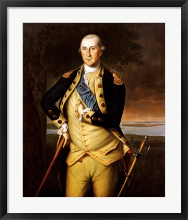 Framed George Washington by Peale 1776 Print