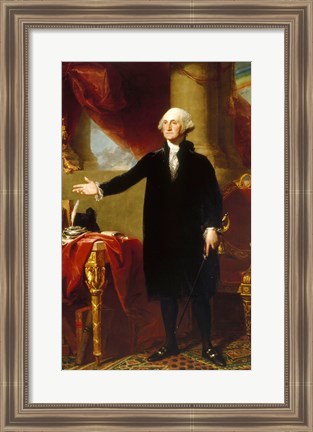 Framed Gilbert Stuart, George Washington Lansdowne Portrait, 1796 Print