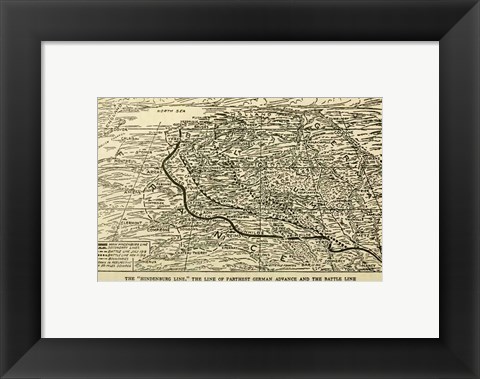 Framed Hindenburg Line Map SGW Vol. VIII Print