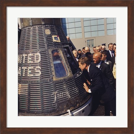 Framed JFK Inspects Mercury Capsule Print