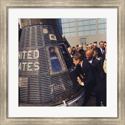 Framed JFK Inspects Mercury Capsule Print