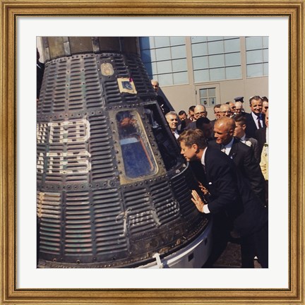 Framed JFK Inspects Mercury Capsule Print