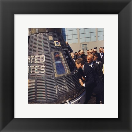 Framed JFK Inspects Mercury Capsule Print