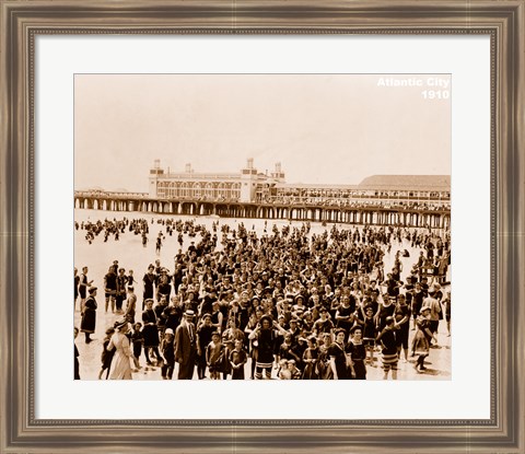 Framed Crowd at Atlantic City 1910 Print