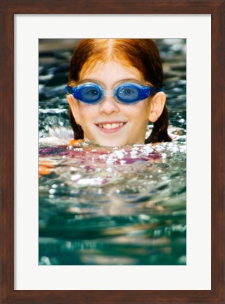 Framed Close-up of a girl in a swimming pool Print