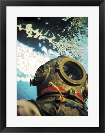 Framed Close-up of a divers helmet under water Print