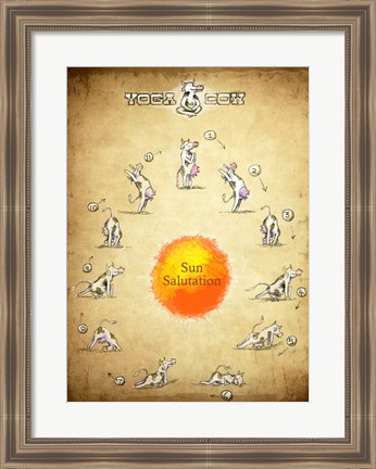 Framed Yoga Cow Sun Salutation Print