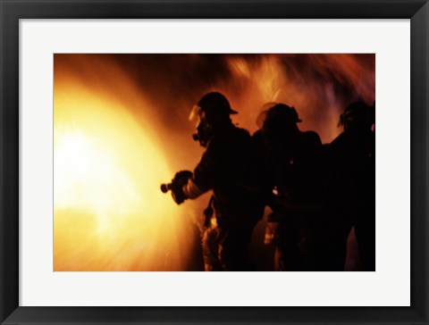 Framed Firefighters during a rescue operation Print