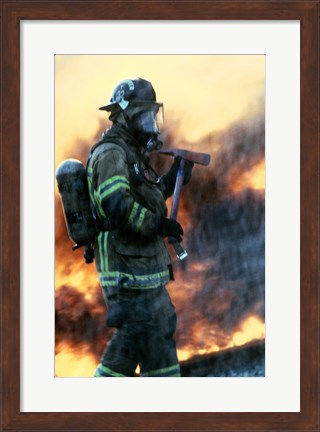 Framed Firefighter at a rescue operation Print