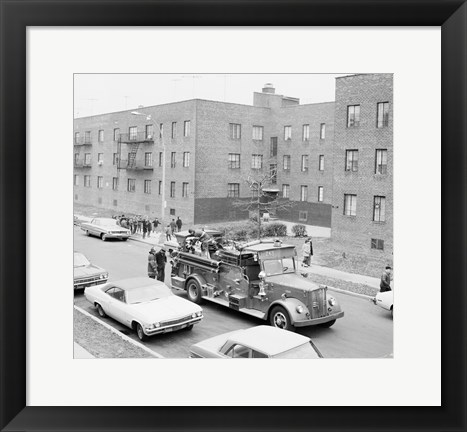 Framed USA, New York City, fire engine Print