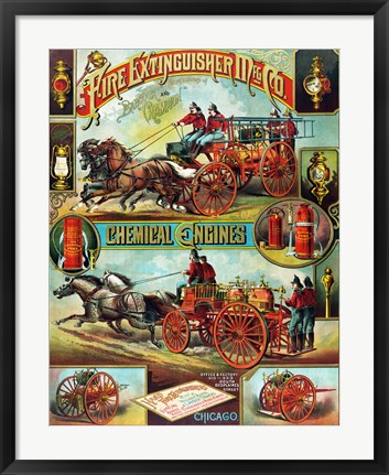 Framed Fire Extinguisher Mfg. Co., Advertising Poster, ca. 1890 Print