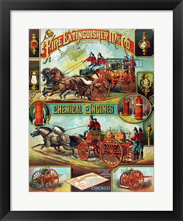 Framed Fire Extinguisher Mfg. Co., Advertising Poster, ca. 1890 Print