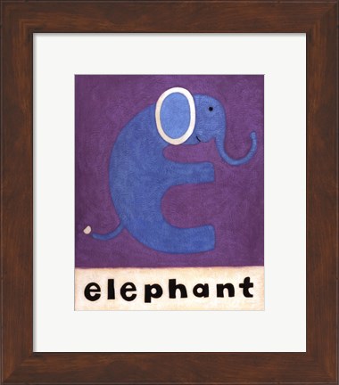 Framed E is for Elephant Print