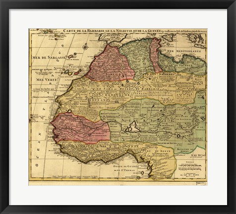 Framed Map of Africa 1742 Print