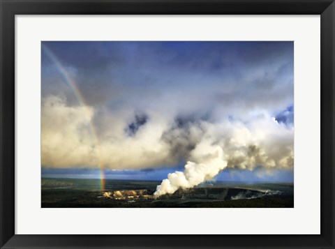 Framed Rainbow and Eruption of Halema`uma`u Vent at Kilauea Print