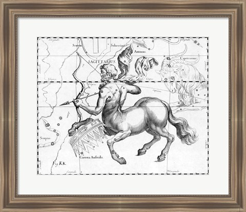 Framed Sagittarius Hevelius Print