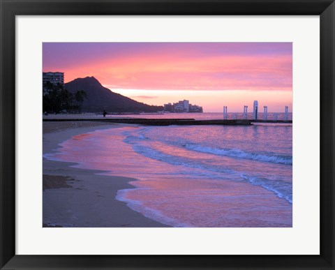 Framed Waikiki Beach Sunset Print