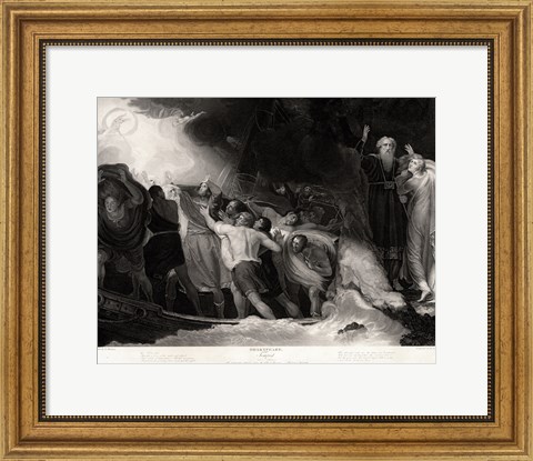 Framed George Romney - William Shakespeare - The Tempest Act I, Scene 1 Print