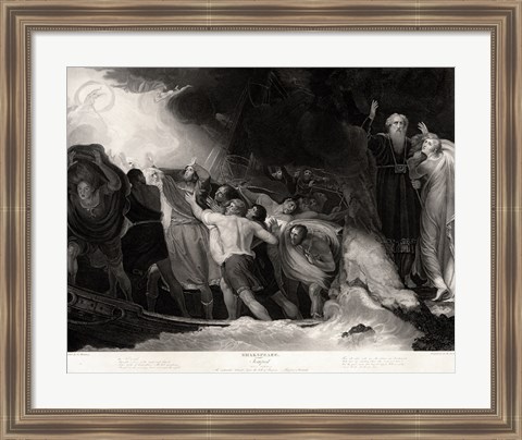 Framed George Romney - William Shakespeare - The Tempest Act I, Scene 1 Print