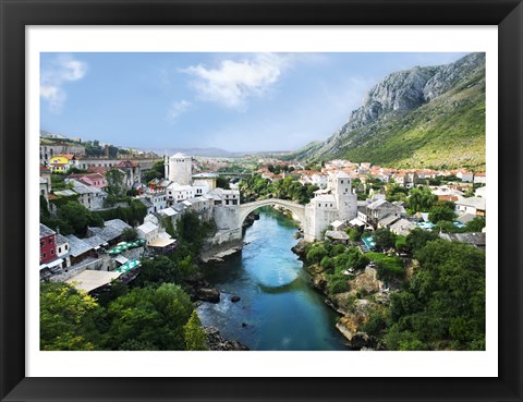 Framed Mostar Old Town Panorama 2007 Print