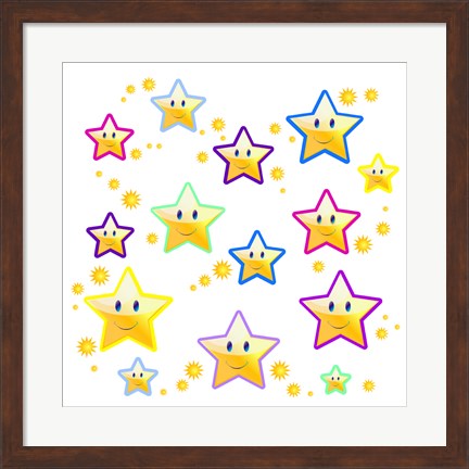 Framed Happy Face Stars Print