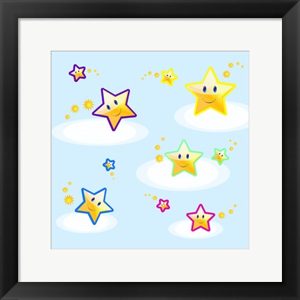 Framed Star Smiles on Clouds Print