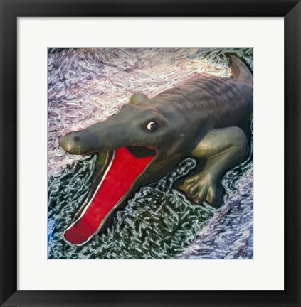 Framed Playground alligator with mouth open Print