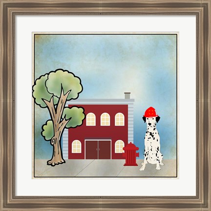 Framed Dalmation Firehouse Print