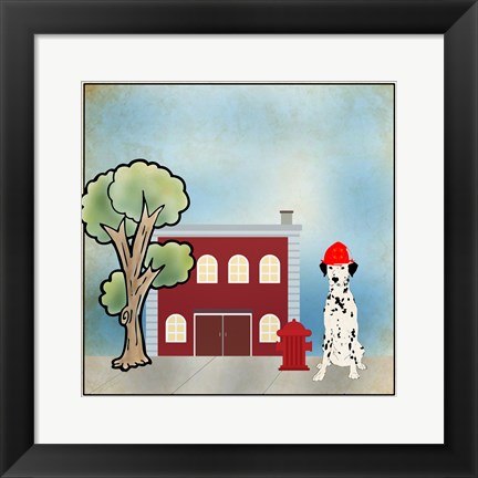 Framed Dalmation Firehouse Print