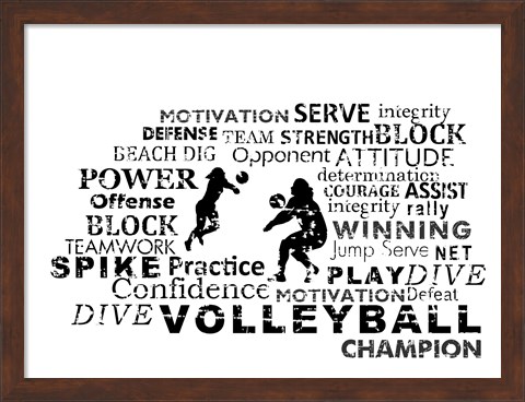 Framed Volleyball Text Print