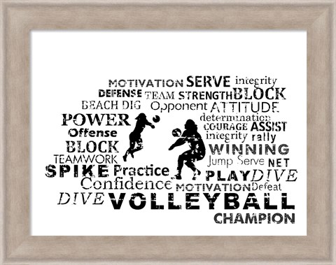 Framed Volleyball Text Print