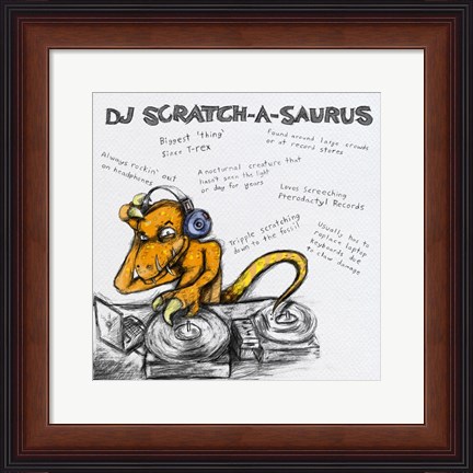 Framed DJ Scratch-A-Saurus Print