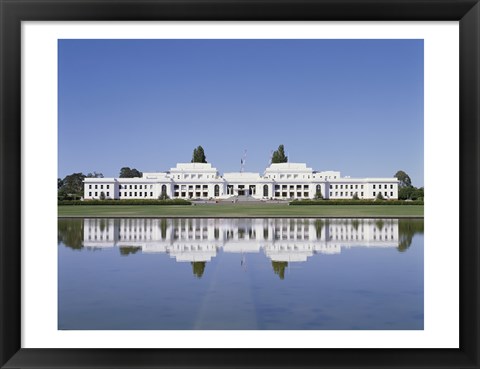 Framed Building on the waterfront, Parliament House, Canberra, Australia Print