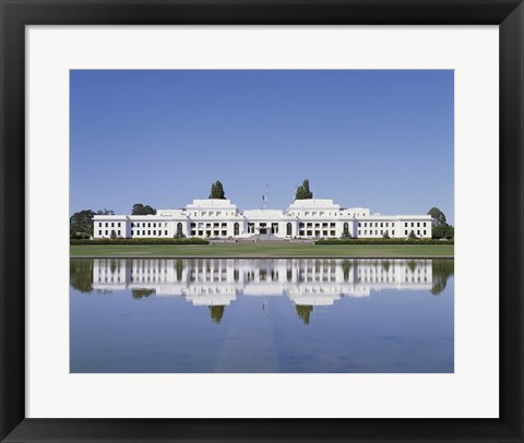 Framed Building on the waterfront, Parliament House, Canberra, Australia Print