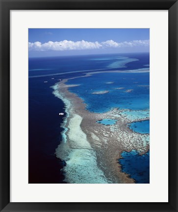 Framed Aerial view of a coastline, Hardy Reef, Great Barrier Reef, Whitsunday Island, Australia Print