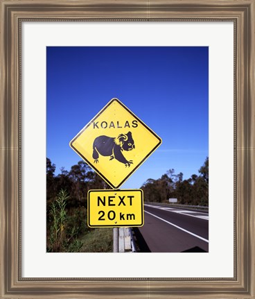 Framed Close-up of a crossing sign on the road side, Australia Print