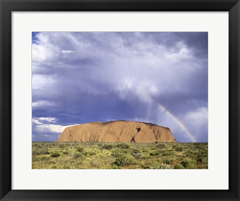 Framed Rock formation on a landscape, Ayers Rock, Uluru-Kata Tjuta National Park Print