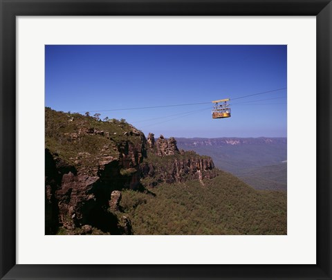 Framed Cable car approaching a cliff, Blue Mountains, Katoomba, New South Wales, Australia Print