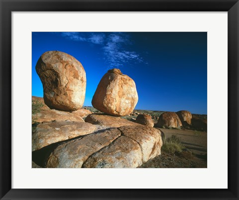 Framed Rocks on an arid landscape, Devil&#39;s Marbles, Northern Territory, Australia Print