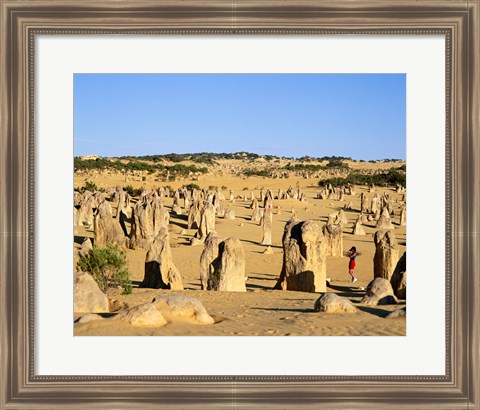 Framed Rock formations in the desert, The Pinnacles Desert, Nambung National Park, Australia Print