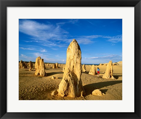 Framed Rock formations in the desert, The Pinnacles Desert, Nambung National Park, Australia Print